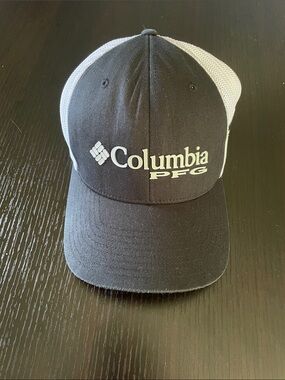 Columbia Black & White Mesh Logo Trucker Hat